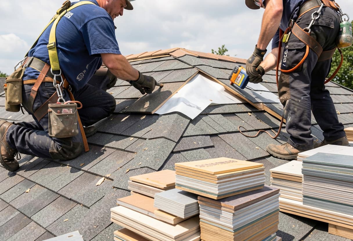 Representative example image of a shingle roof replacement work area